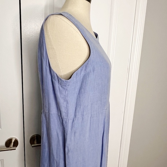 Russ Berens Malibu USA 100% Linen Tank Maxi Dress Size Small Blue - Picture 4 of 8